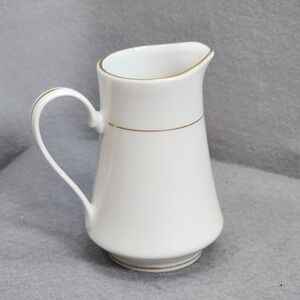 Tienshan Creamer White Fine China Gold Rim Tapered Small Pitcher 4.25in